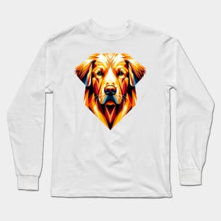 Geometric Golden Retriever: Mosaic of Warmth Long Sleeve T-Shirt